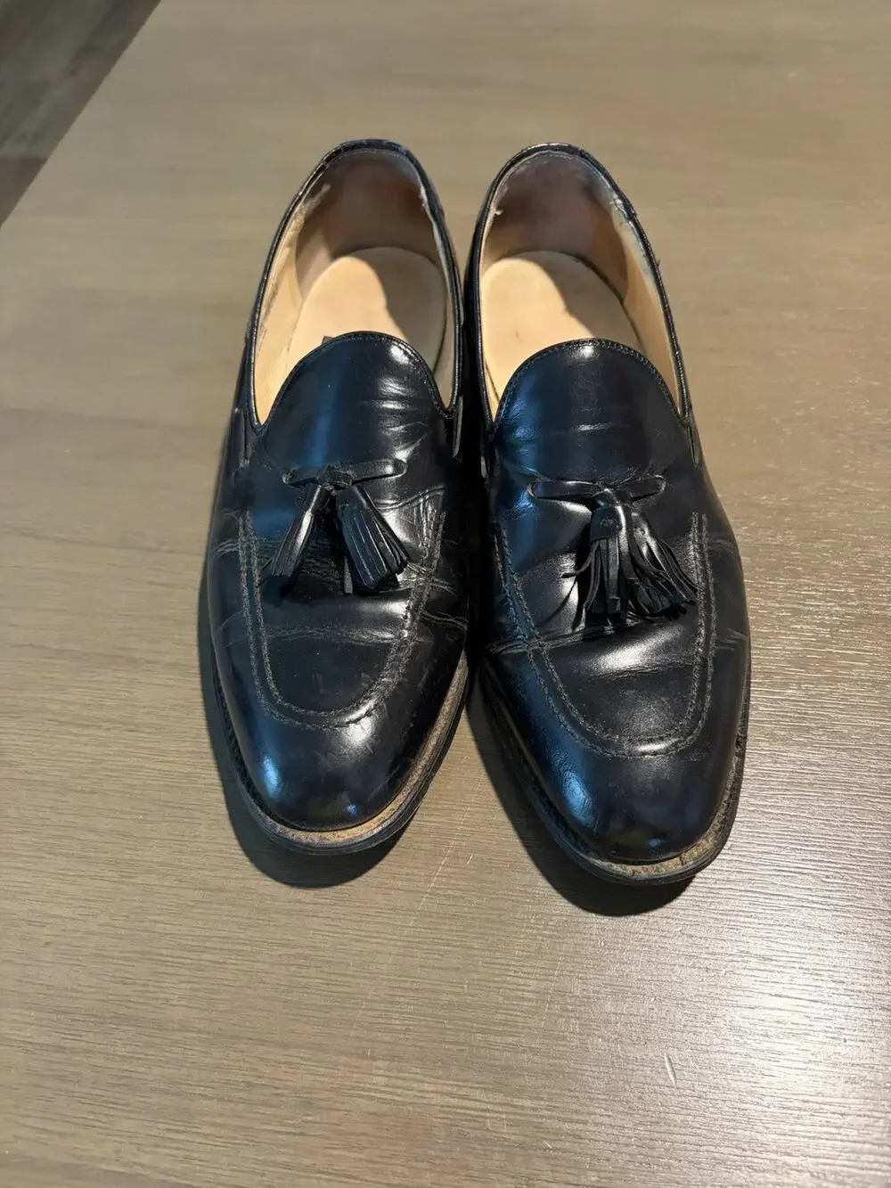 American Gentleman Black Leather Tassel Loafers Men’s Size 9.5 D USA